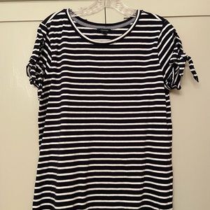 Navy Blue and White striped Nautical T-Shirt with Tie sleeves